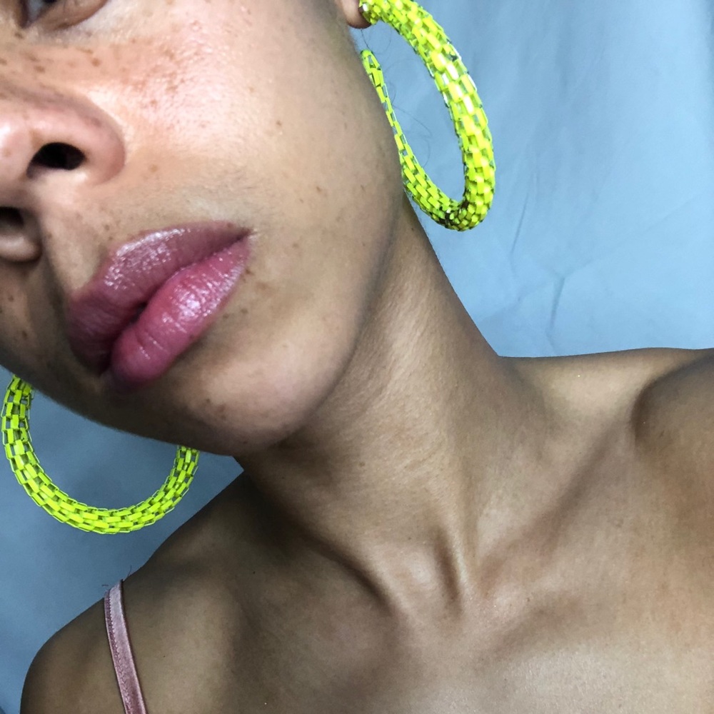 Neon green metal earrings